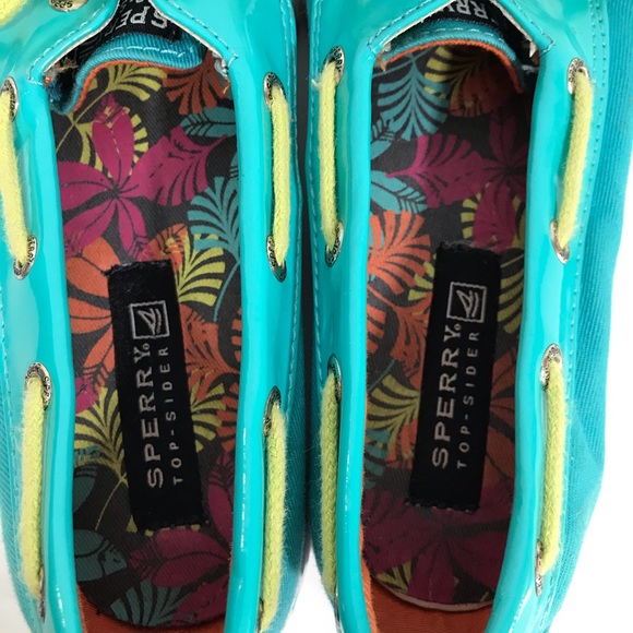 SPERRY Topsiders Shoes Size 1 Teal Biscayne EUC - Picture 8 of 8